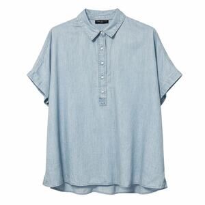 Lane Bryant Relaxed Popover Denim Blouse Womens Size 22/24 Blue Chambray NWT